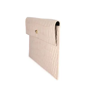 Alexander McQueen Blush Crocodile-Embossed Leather Skull Pouch
