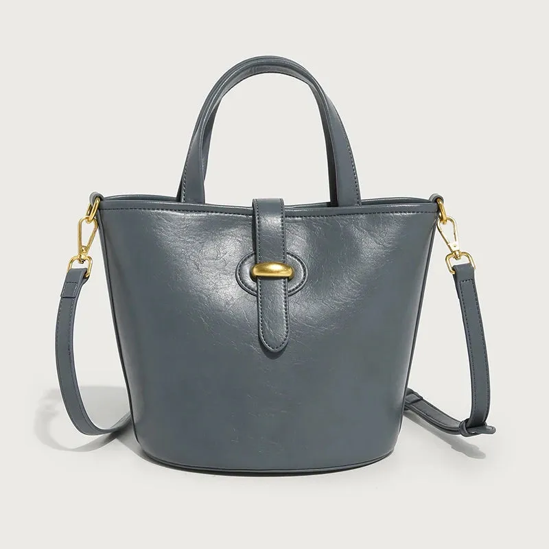 Amozae-New Retro Bucket Bag Korean Style Simple Versatile Mother Bag Handbag Shoulder Multi -Use Women'S Bag Autumn Winter