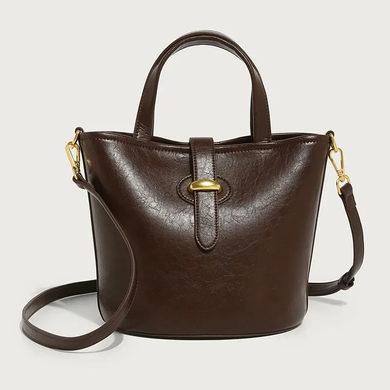 Amozae-New Retro Bucket Bag Korean Style Simple Versatile Mother Bag Handbag Shoulder Multi -Use Women'S Bag Autumn Winter