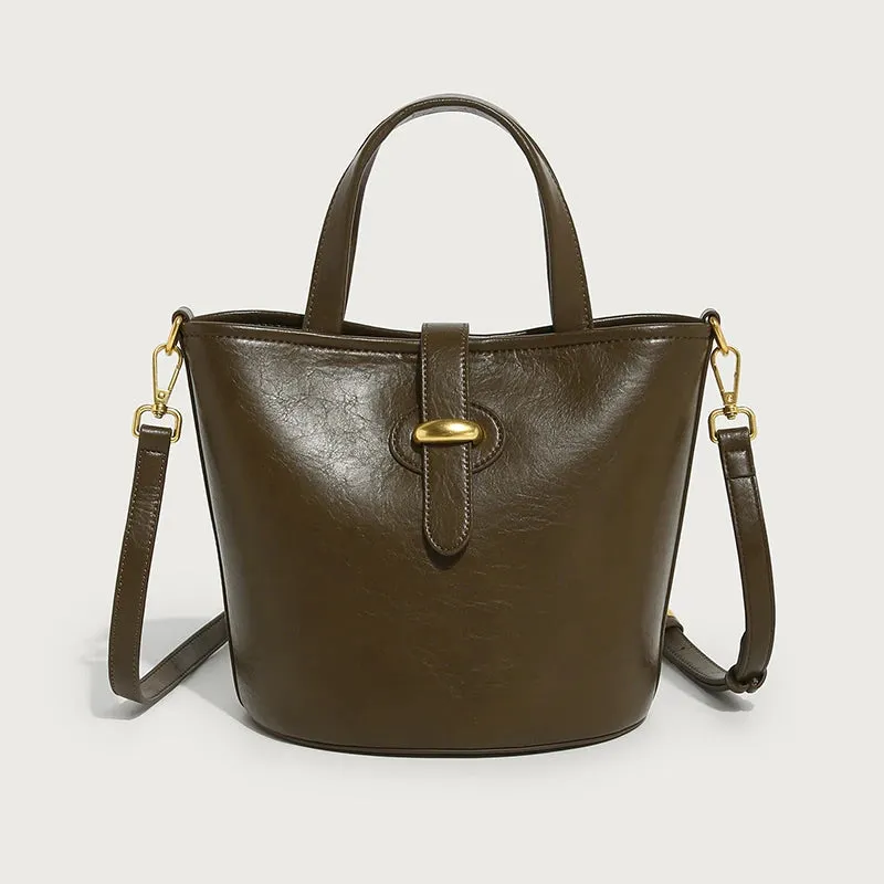 Amozae-New Retro Bucket Bag Korean Style Simple Versatile Mother Bag Handbag Shoulder Multi -Use Women'S Bag Autumn Winter