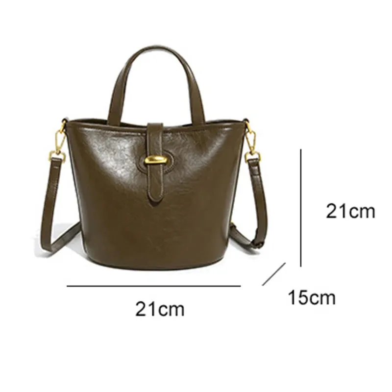 Amozae-New Retro Bucket Bag Korean Style Simple Versatile Mother Bag Handbag Shoulder Multi -Use Women'S Bag Autumn Winter