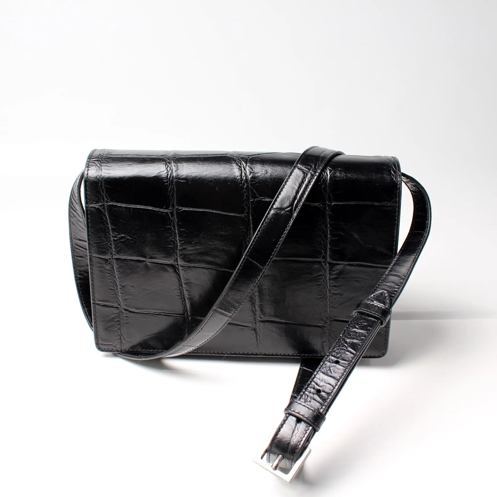 Bellechasse Croc Embossed Shoulder Medium