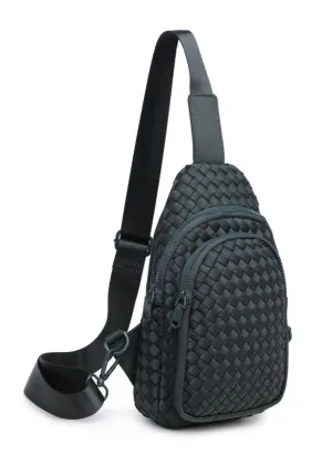 Beyond the Horizon Woven Sling Backpack / Crossbody Bag - Black