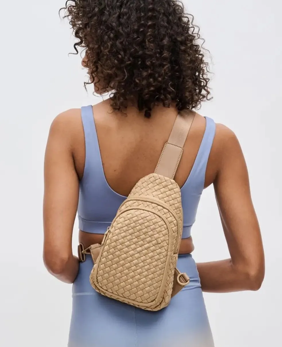 Beyond the Horizon Woven Sling Backpack / Crossbody Bag - Tan