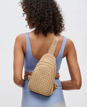 Beyond the Horizon Woven Sling Backpack / Crossbody Bag - Tan