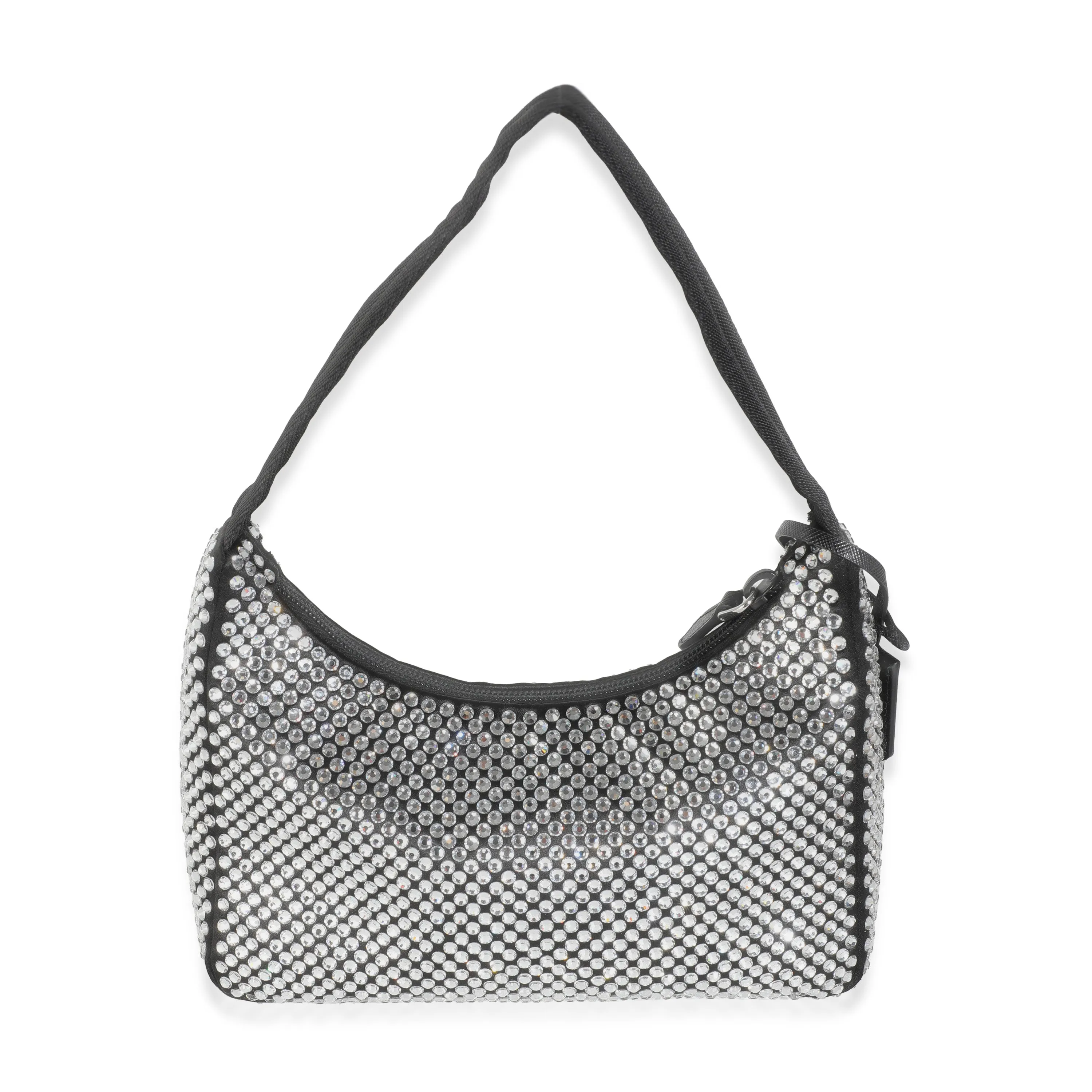 Black Satin Crystal Mini Re-Edition 2000 Hobo