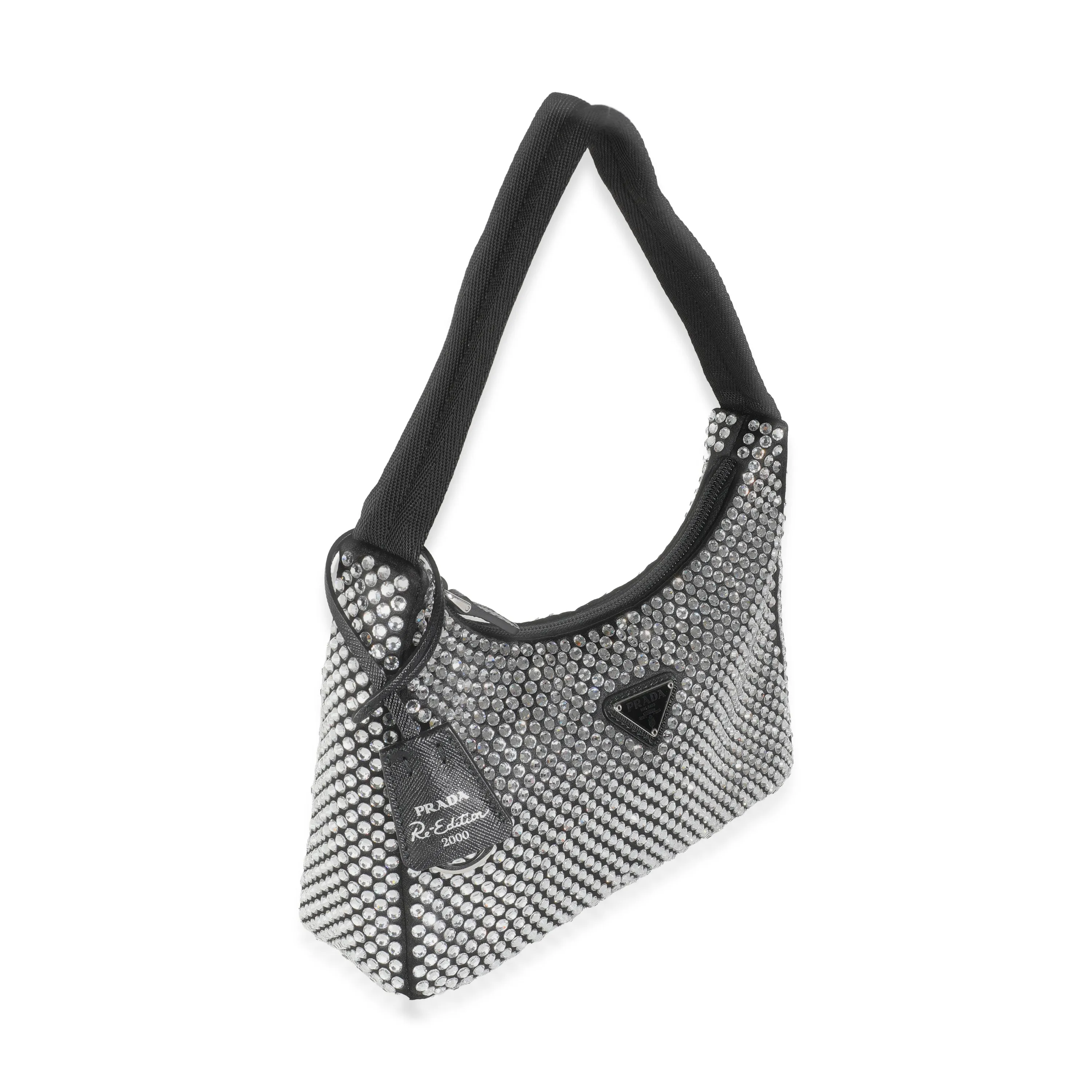 Black Satin Crystal Mini Re-Edition 2000 Hobo