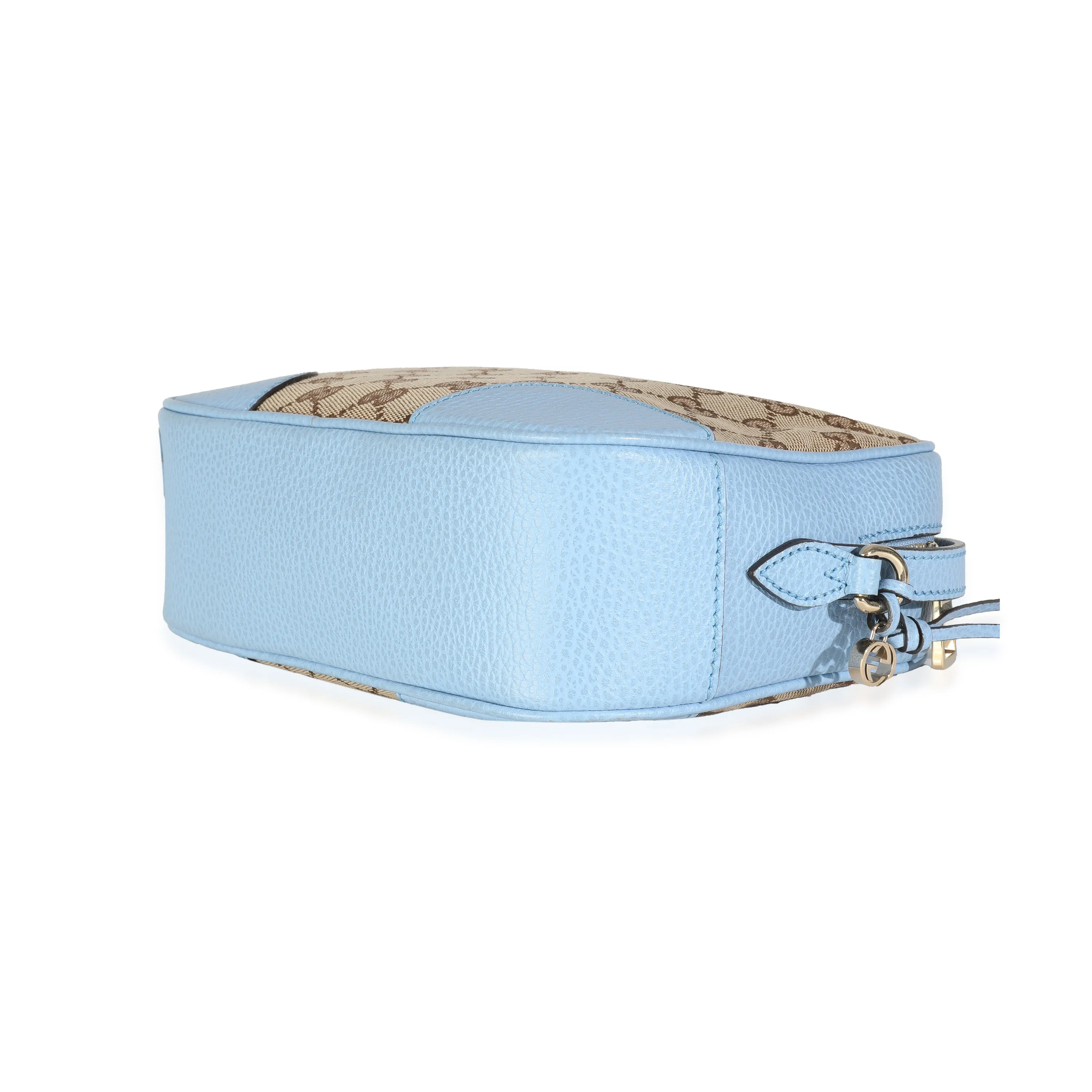 Blue Dollar Calfskin Beige GG Canvas Bree Messenger Bag