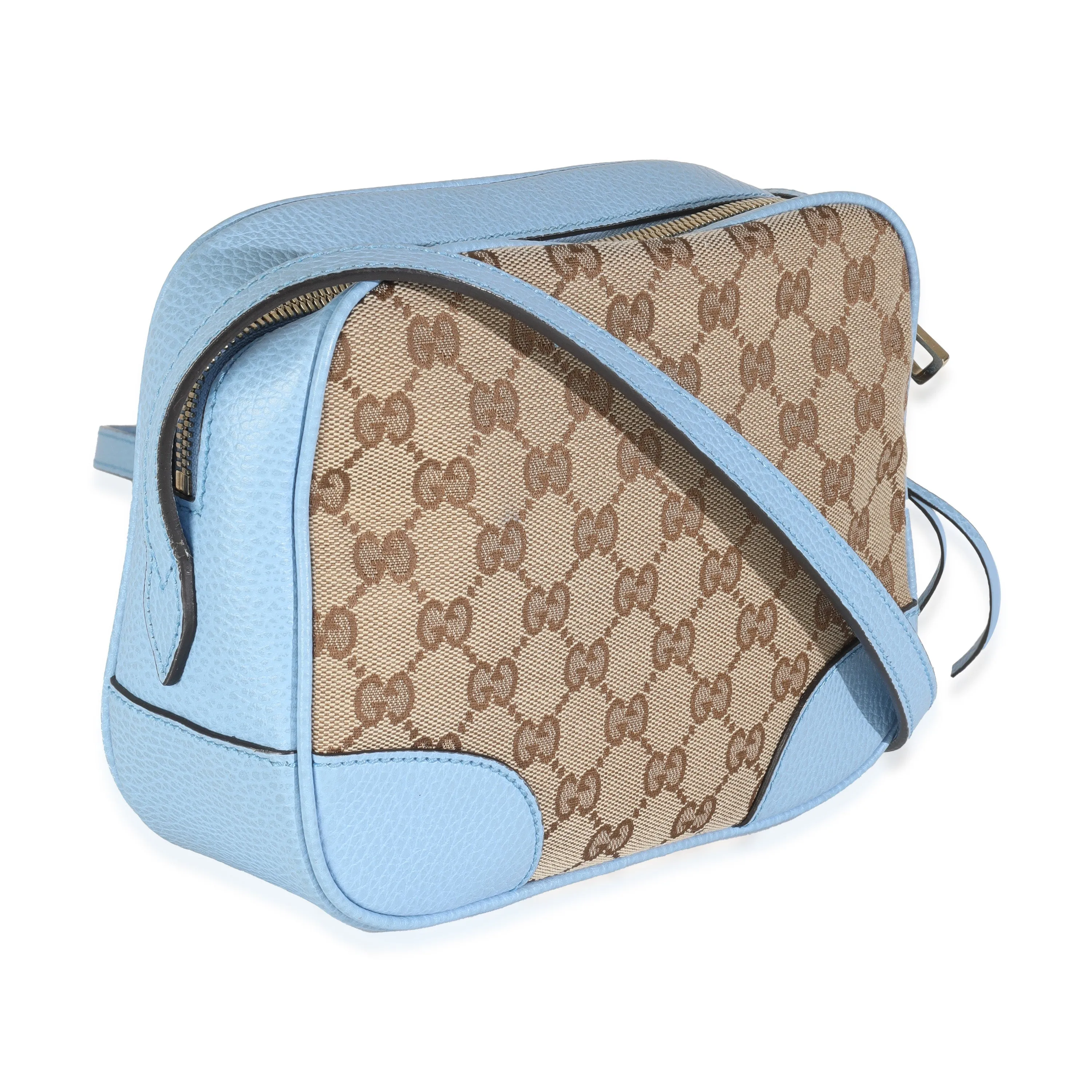 Blue Dollar Calfskin Beige GG Canvas Bree Messenger Bag