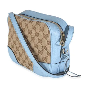 Blue Dollar Calfskin Beige GG Canvas Bree Messenger Bag