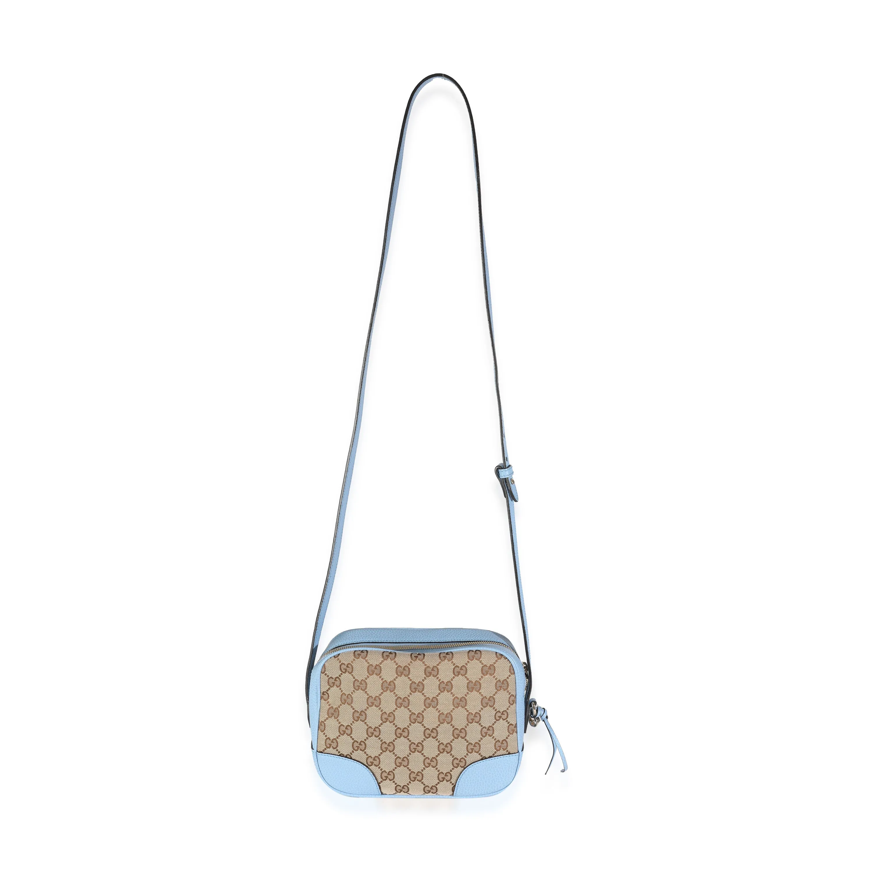 Blue Dollar Calfskin Beige GG Canvas Bree Messenger Bag