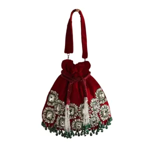 Bridal Embellished Velvet Potli Bag
