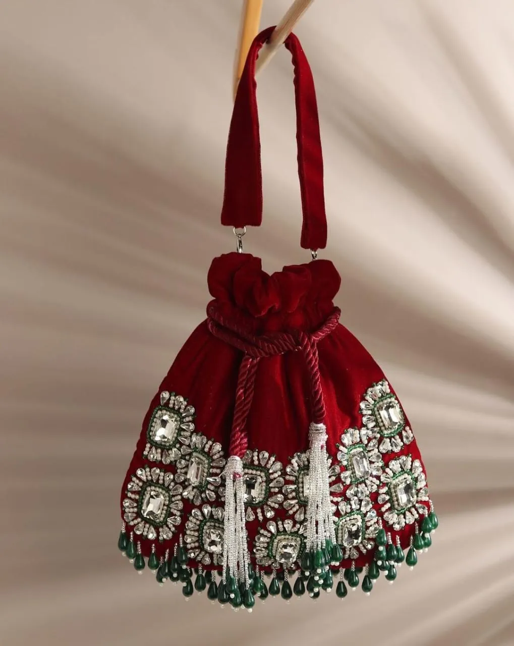 Bridal Embellished Velvet Potli Bag