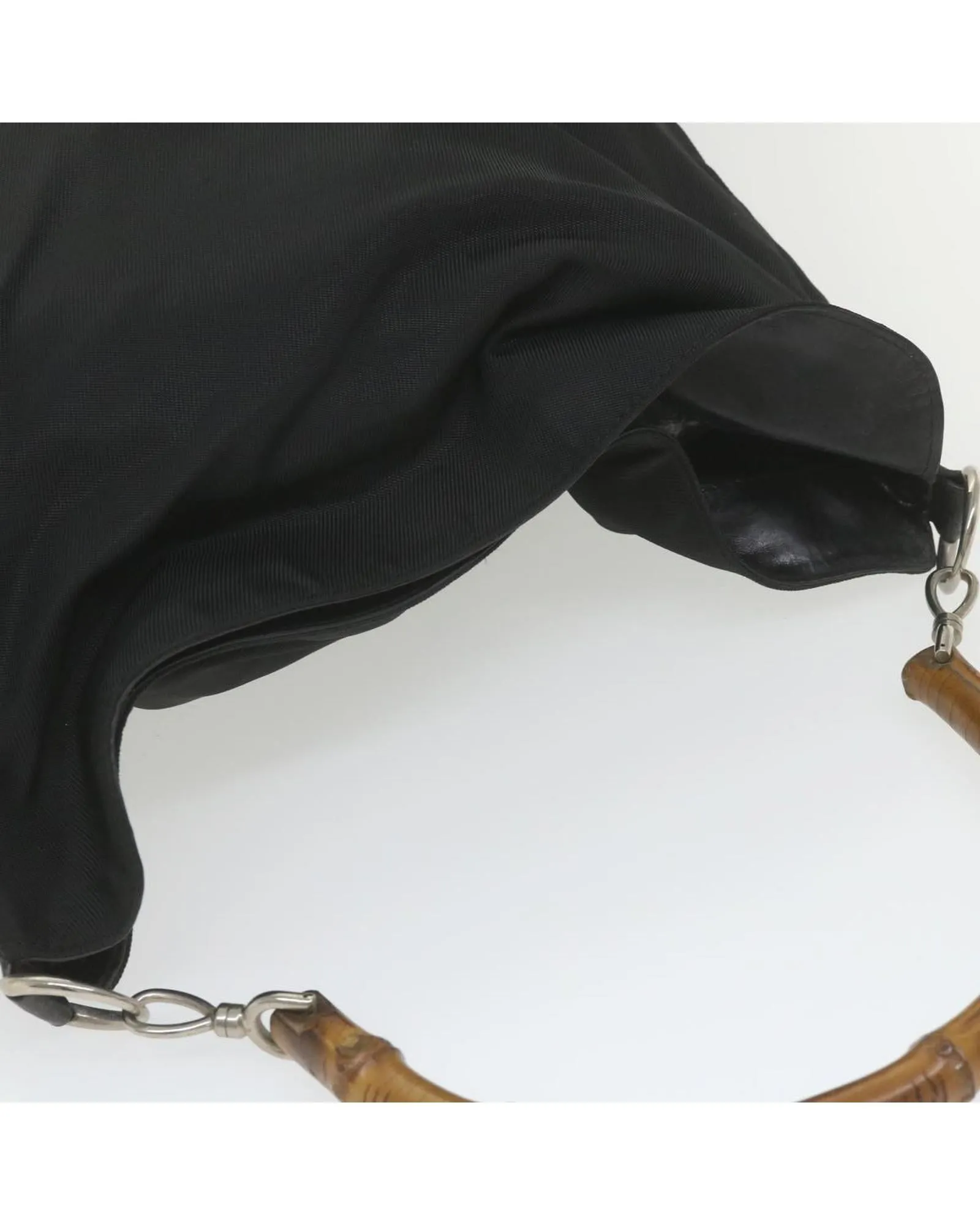 Canvas Shoulder Bag with Bamboo Handle