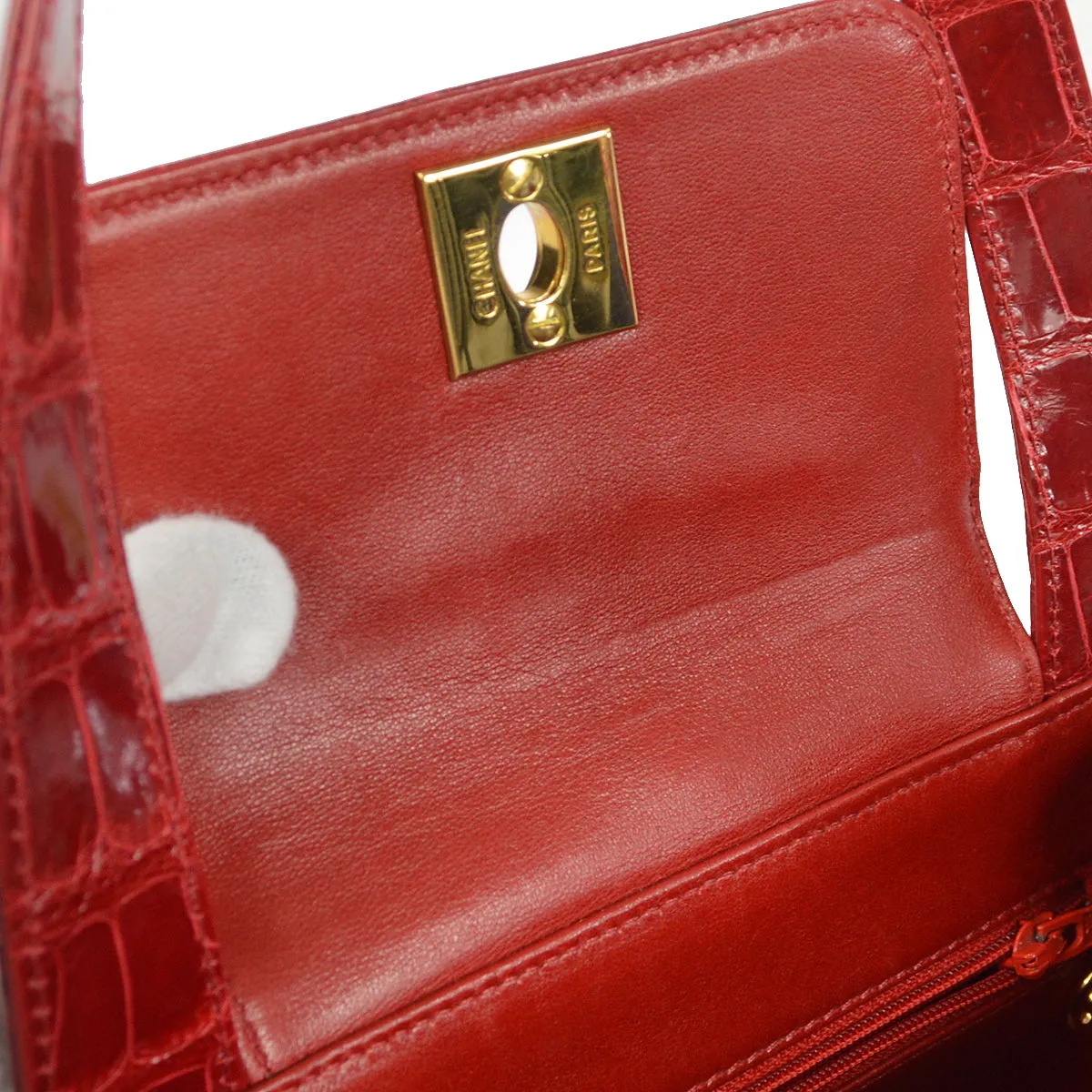 CHANEL * 1997-1999 Handbag Crocodile Red 97577