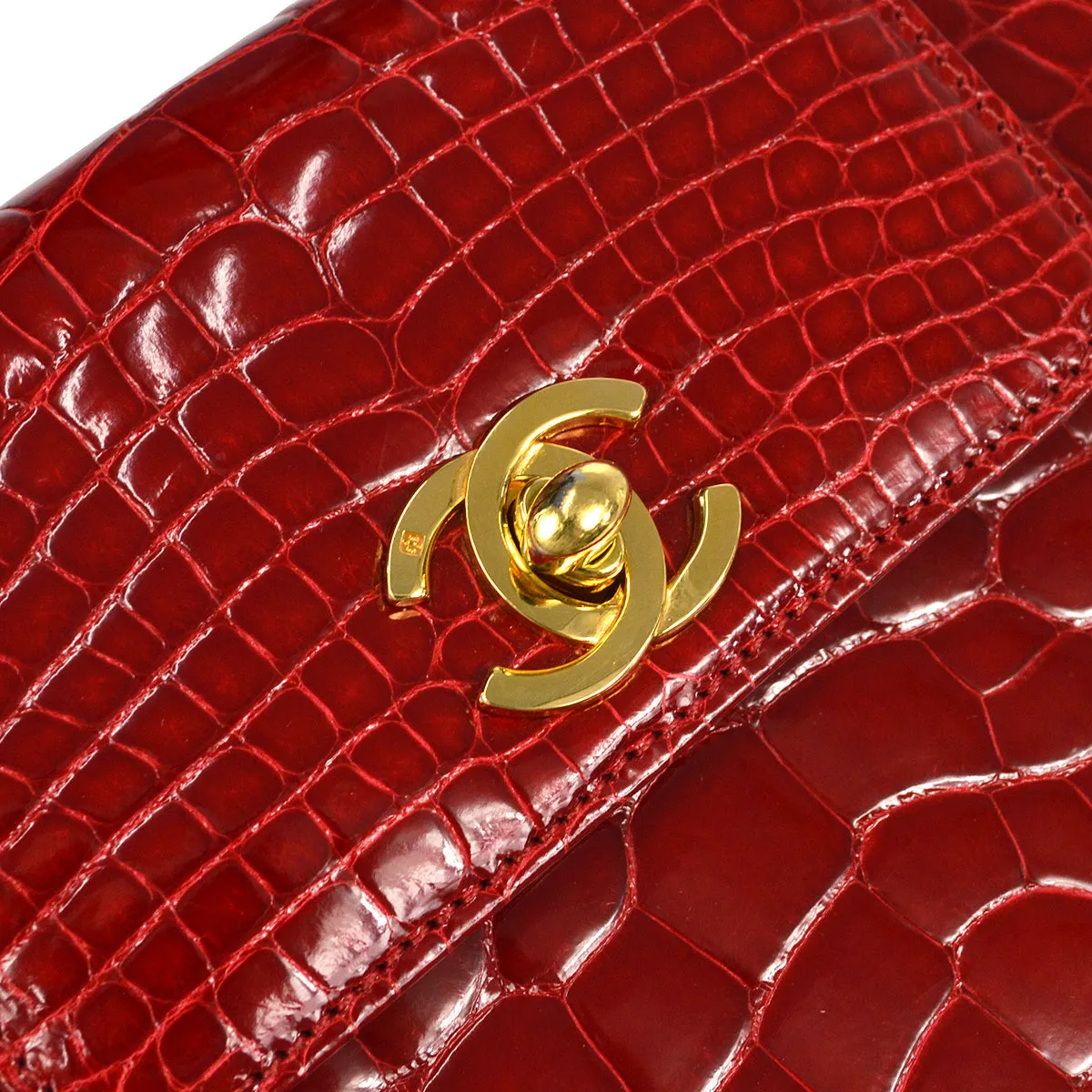 CHANEL * 1997-1999 Handbag Crocodile Red 97577