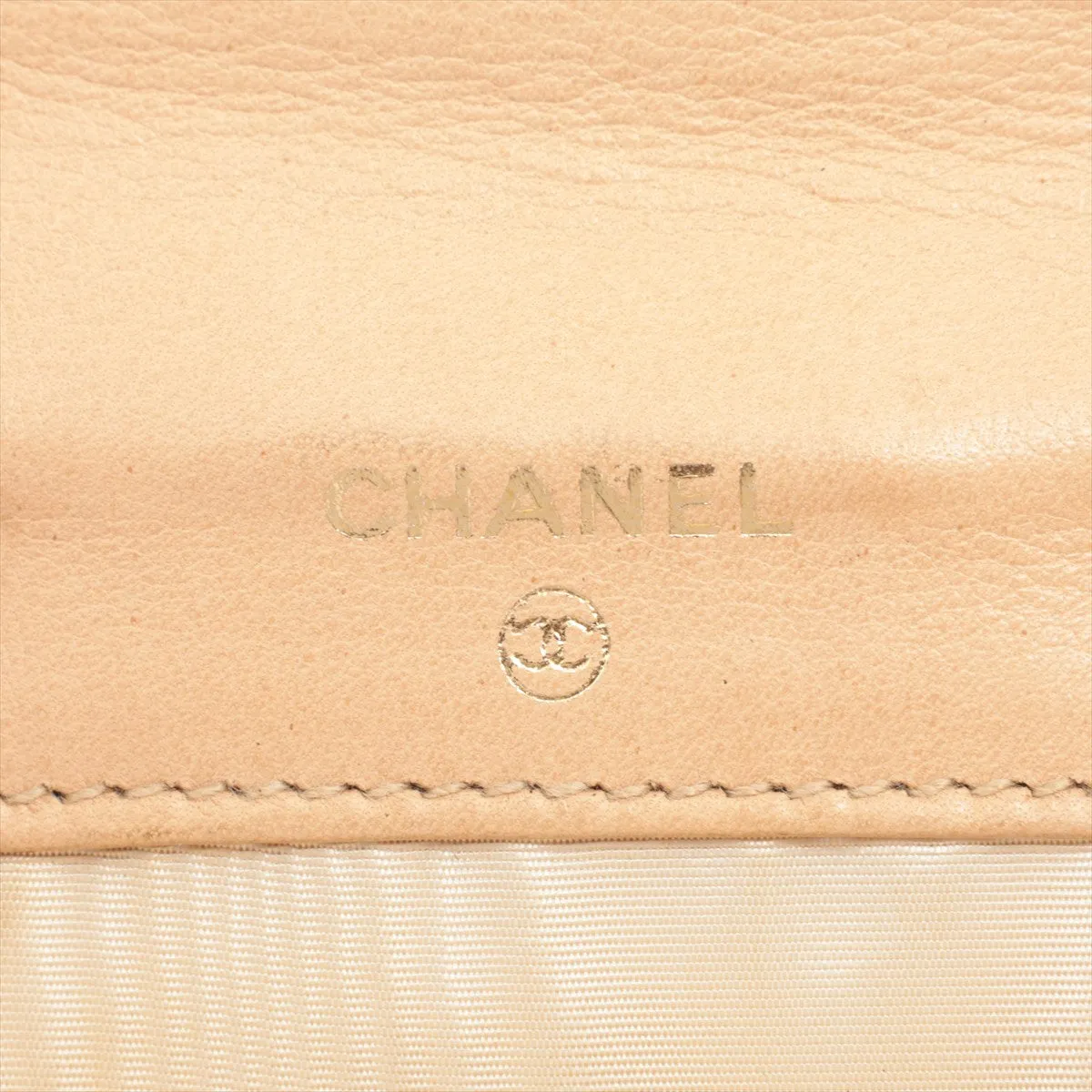 Chanel Coco Caviar S Compact Wallet Three Folded Beige Gold  3rd