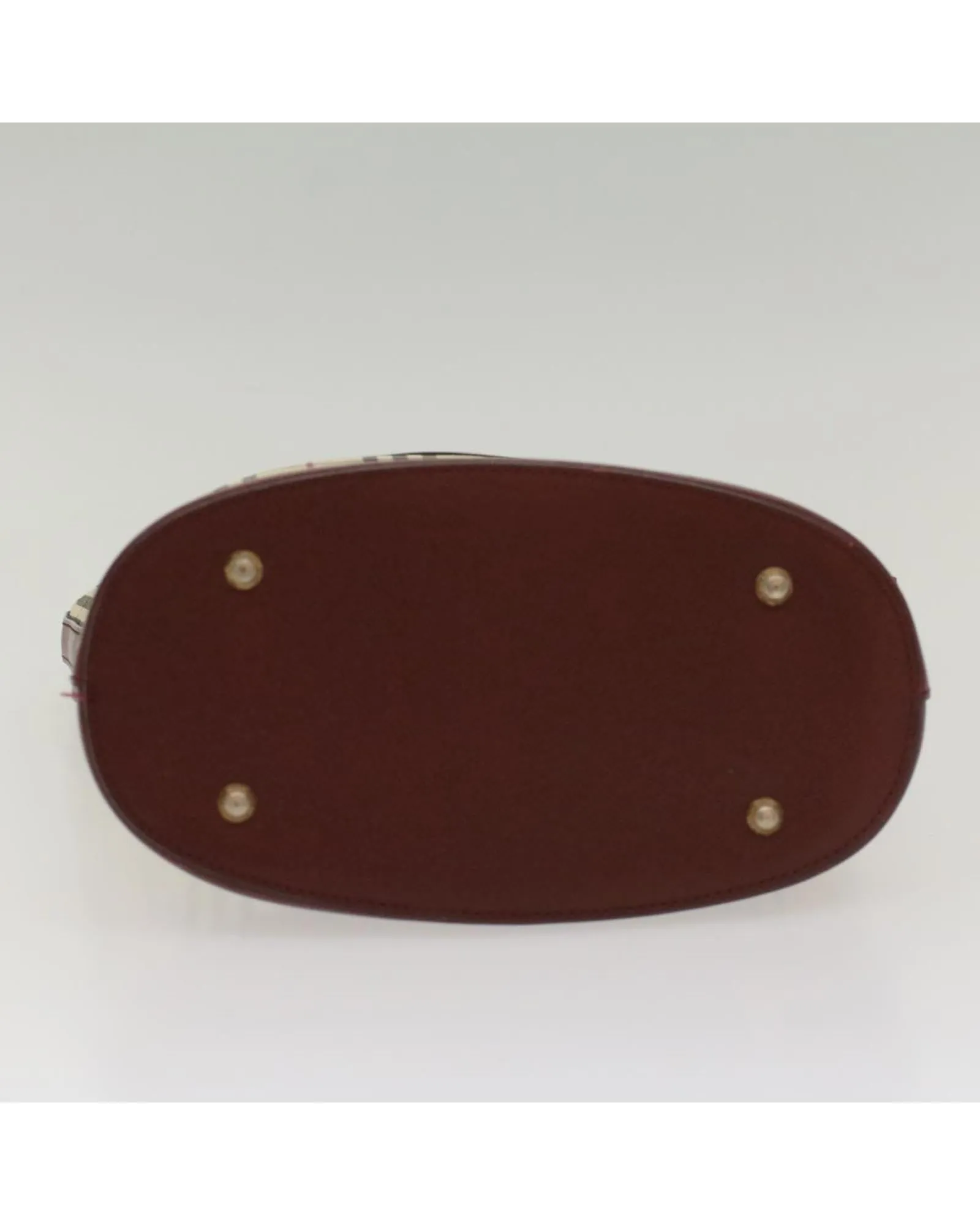 Check Shoulder Bag Nylon Leather Auth