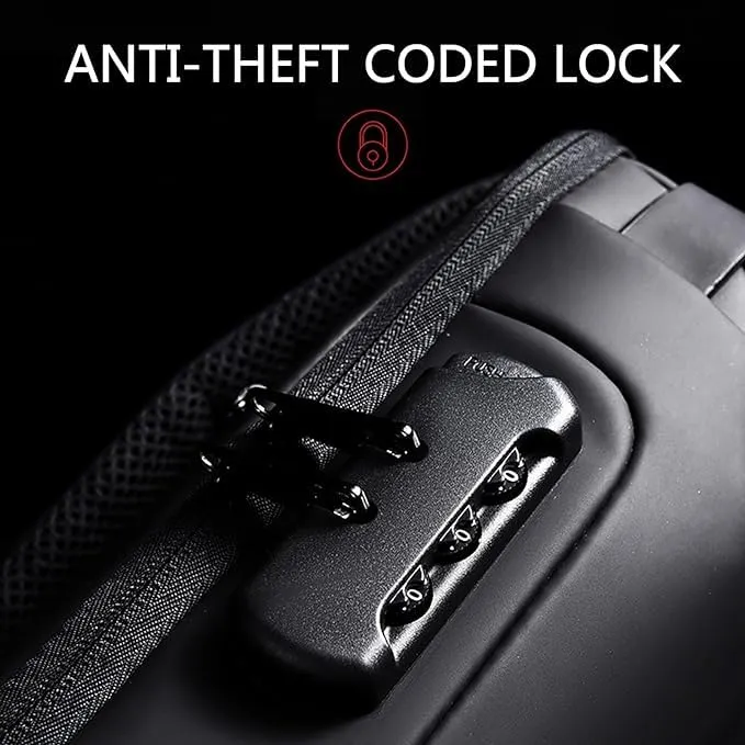 Chest Bag, Multi functional Crossbody Bag Password Lock Anti-theft Waterproof and Scratch Resistant with USB Charging Port High-capacity Grey