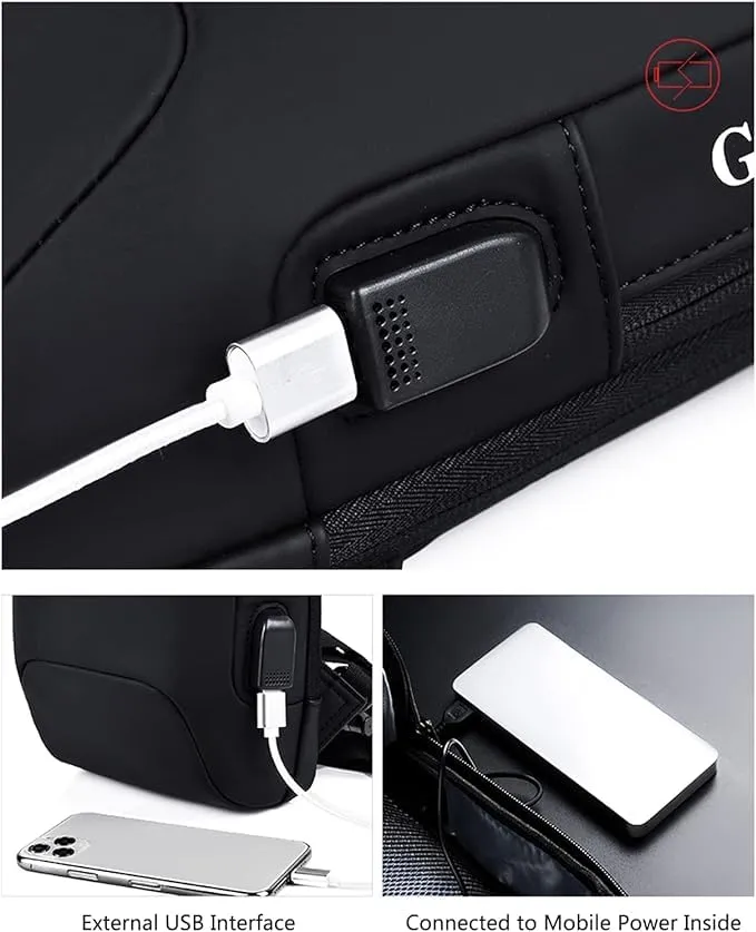 Chest Bag, Multi functional Crossbody Bag Password Lock Anti-theft Waterproof and Scratch Resistant with USB Charging Port High-capacity Grey