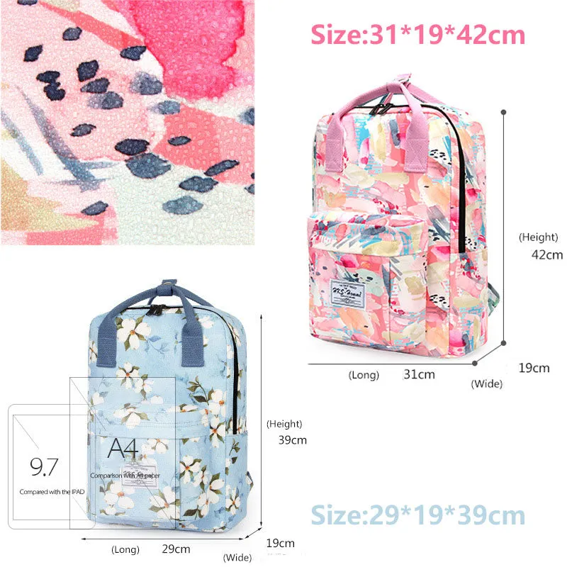 Colorful Floral Backpack for Teen Girls Travel College Bookbag Waterproof Daypack