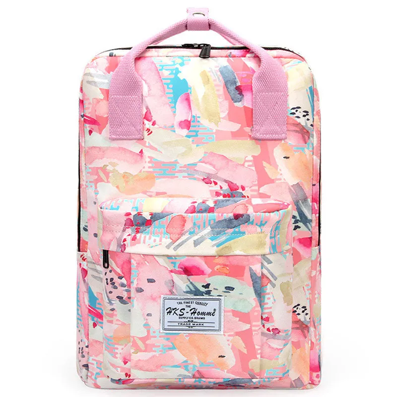 Colorful Floral Backpack for Teen Girls Travel College Bookbag Waterproof Daypack