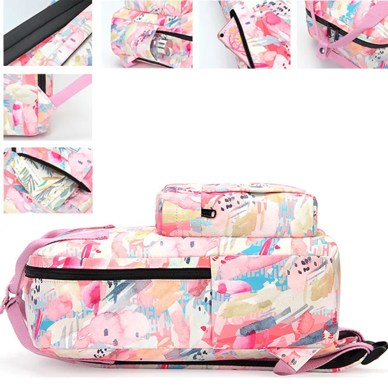 Colorful Floral Backpack for Teen Girls Travel College Bookbag Waterproof Daypack