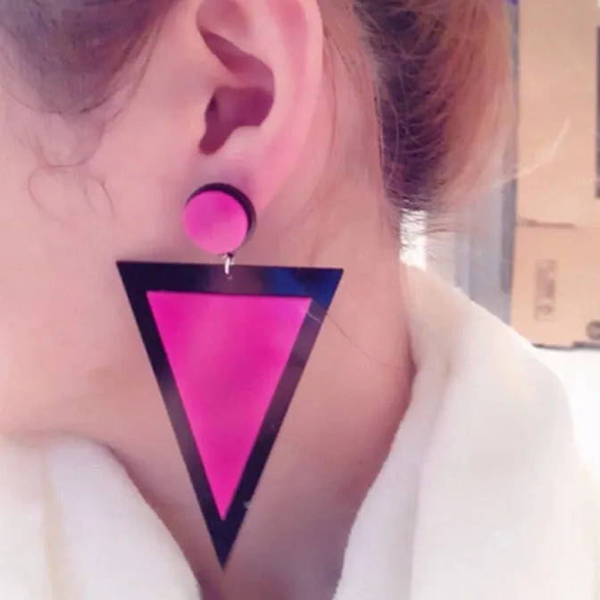 Fashion Jewelry Stylish Candy Color Triangle Simulated Pearl Drop Earrings for Women