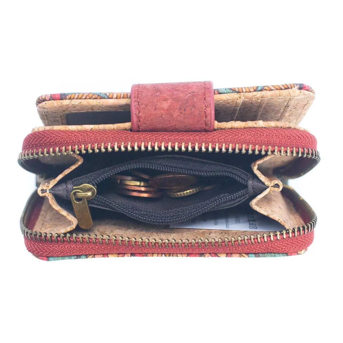 Floral Printed Cork Wallet