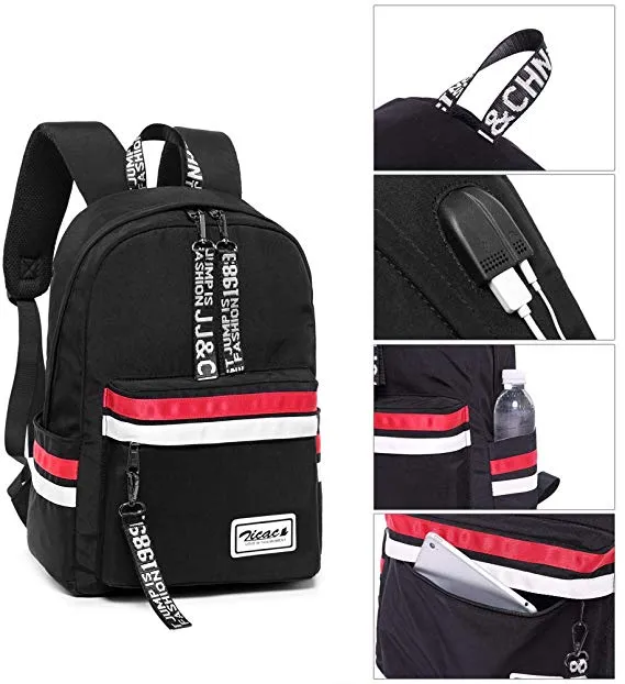 Girls School Backpack Bookbag Casual Travel Daypack with USB Charging Port