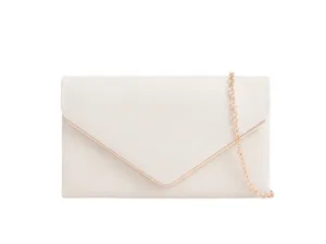 Ivory Faux Suede Box Clutch Bag
