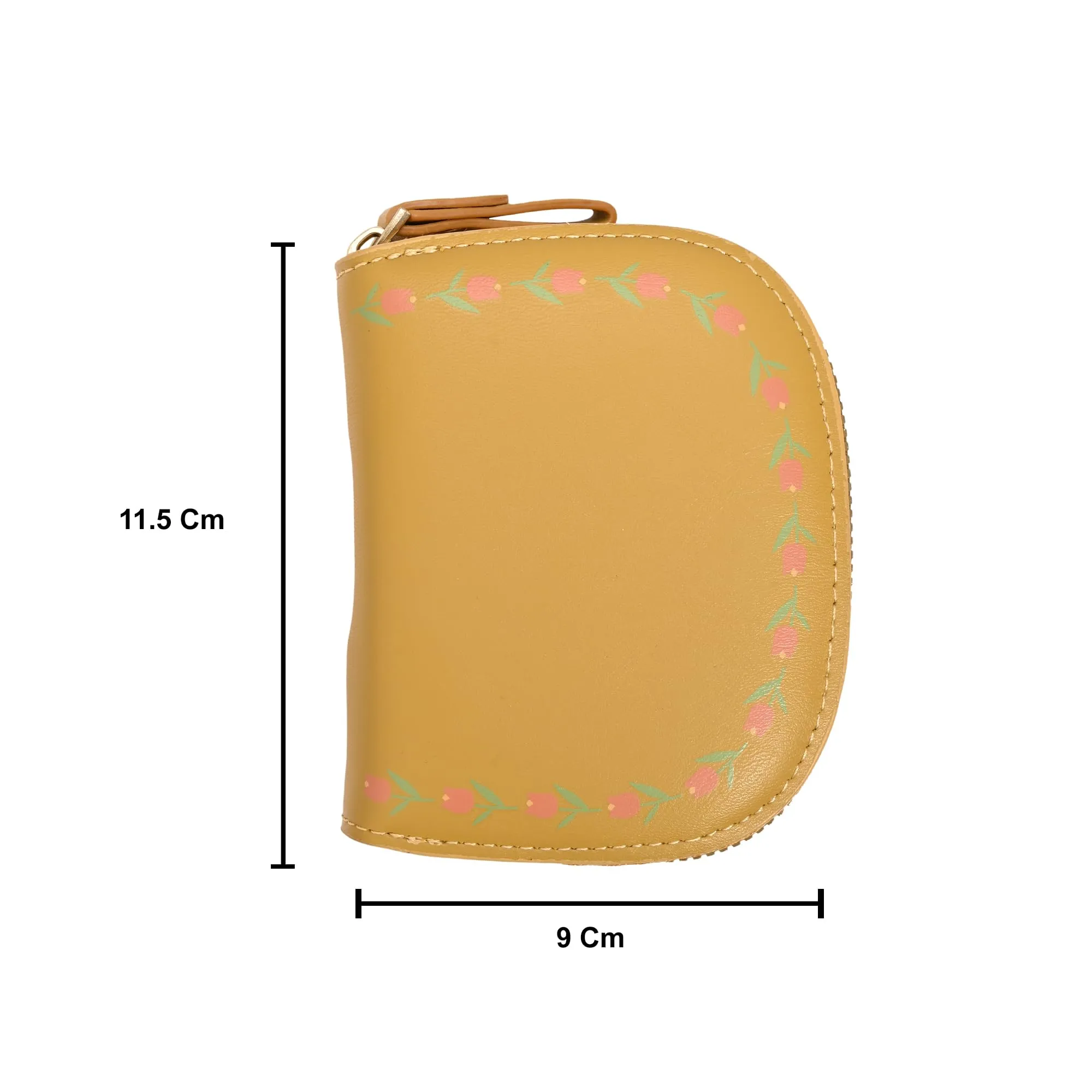 Kuber Industries Floral Vine Print PU Batua Purse, Cash & Coin Pocket Wallet for Women with Zip | Portable Cute Mini Wallet for Girls | Hand Wallet for College Girls | KS-4, Mustard