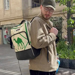 Laptop backpack with animal prints   car tyre bottom