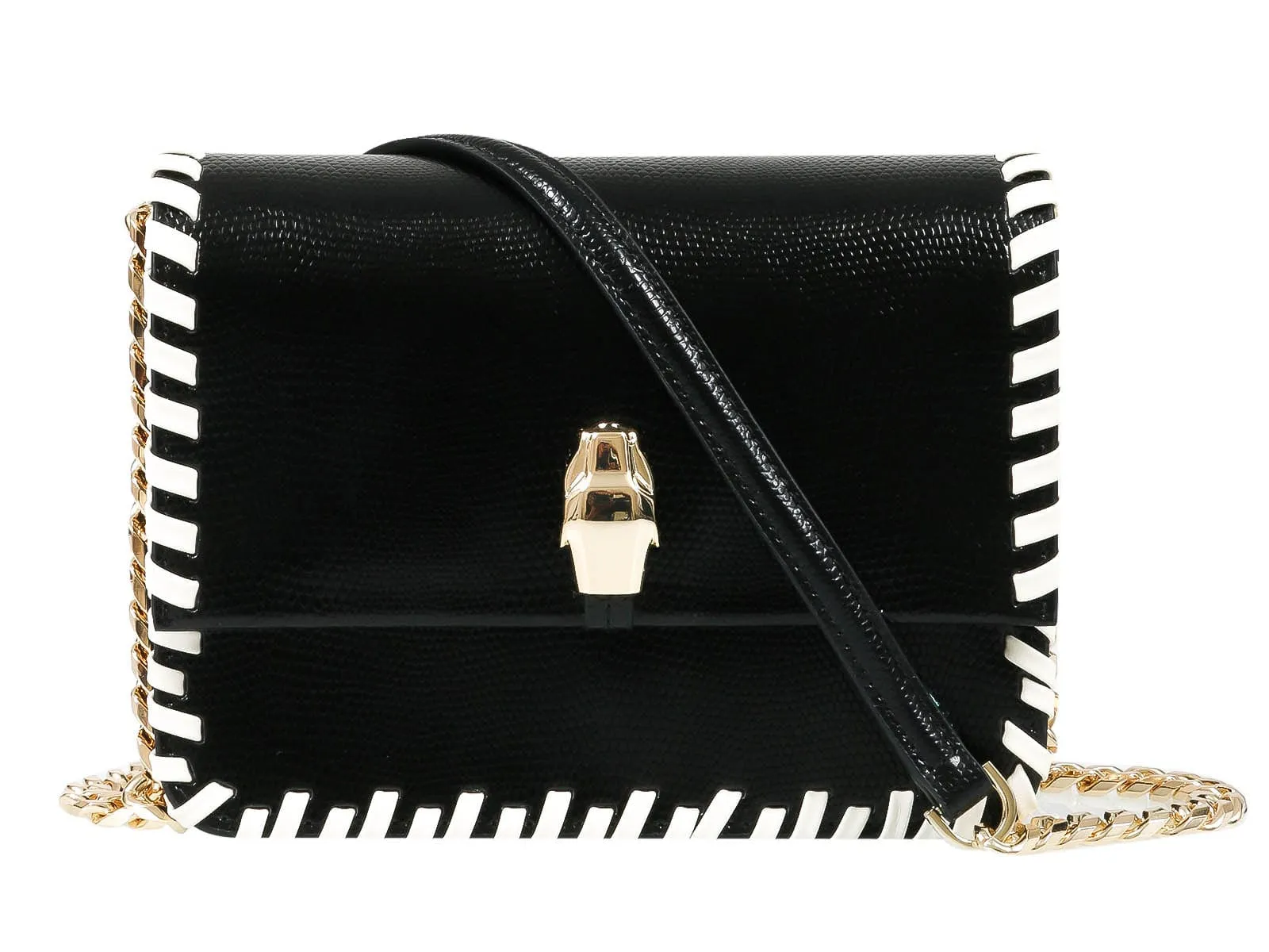 Roberto Cavalli Class GWLPCK B01 Milano Rmx 0 Black/White Medium Shoulder Bag