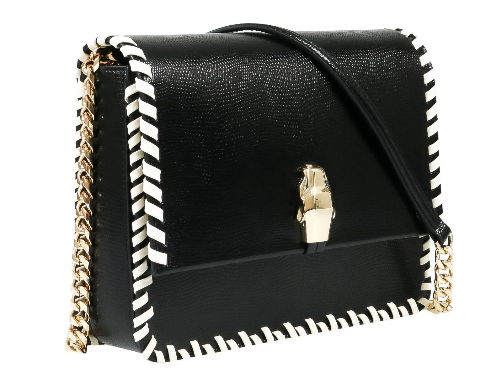 Roberto Cavalli Class GWLPCL B01 Milano Rmx 00 Black/White Large Shoulder Bag