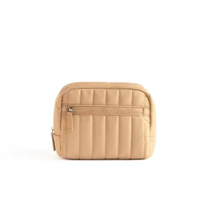 Sand Quilted Cosmetic Bag