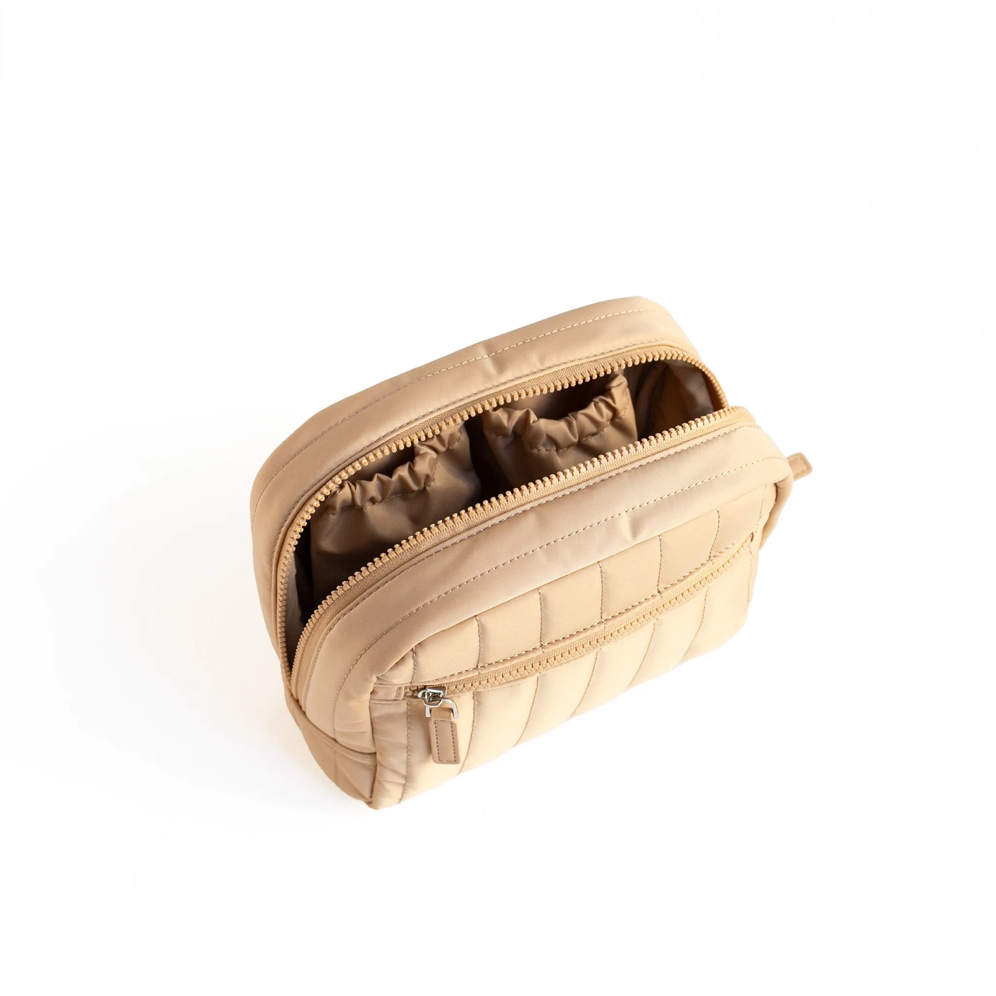 Sand Quilted Cosmetic Bag