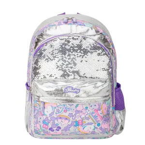 Sequin Backpack Cartoon Printed Bookbag Student Satchel For Girls