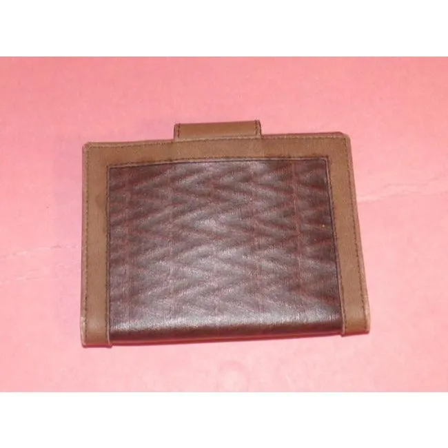 Valentino V Logo Print Coated Canvas Brown Leather Vintage Wallet